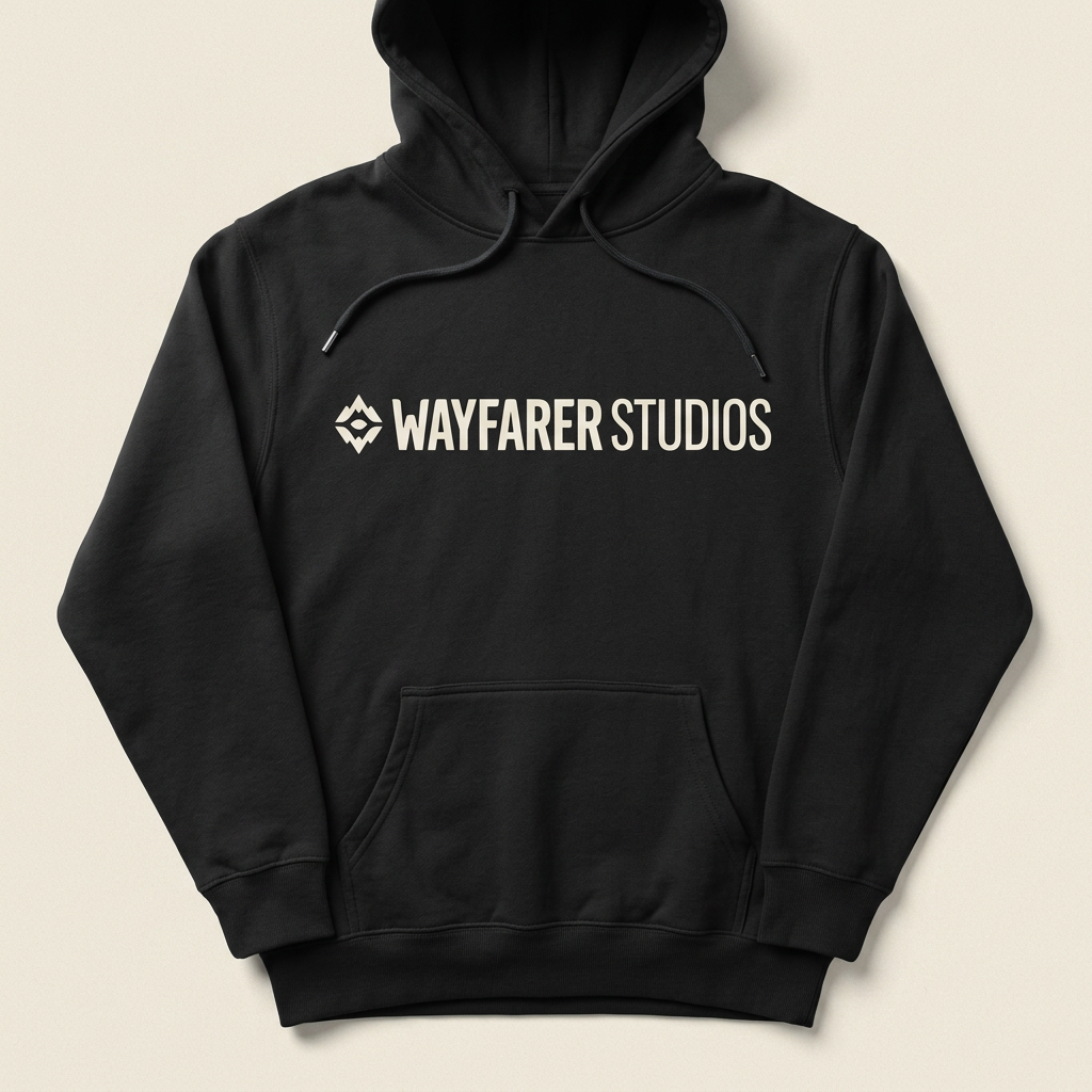 Black Wayfarer Studios hoodie with front wordmark